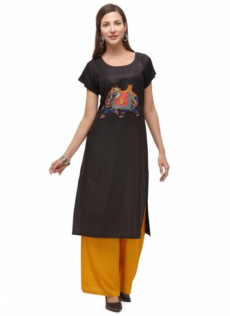 Black Colour RYN New Designer Daily Wear Rayon Women Kurti Collection RYN-VT2381